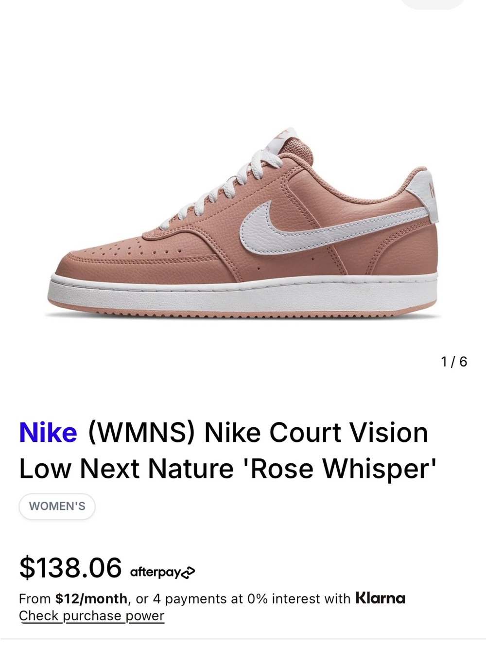 Nike Women's Low-Top Sneakers in Rose Whisper and White